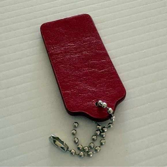 Coach Silver Toned Split Key Ring and Dog Leash Clip with Red Leather Hang Tag - Picture 10 of 16
